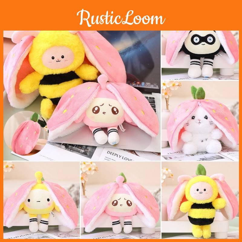 Strawberry Bee Rabbit Plush Toy Transformable Doll For Girls