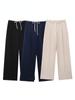 Pure Color Women High Waist Black Pants Solid Elastic Waist Wide Leg Pant Woman Fashion Lace Up Casual Loose Pants Streetwear