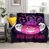 1PC Custom Name Halloween Boo Pumpkin Ghost Outdooor Flannel Blankets Throw Blanket All-Season Throw Gift Bedspread for Couch, Bed, Camping Holiday Bi
