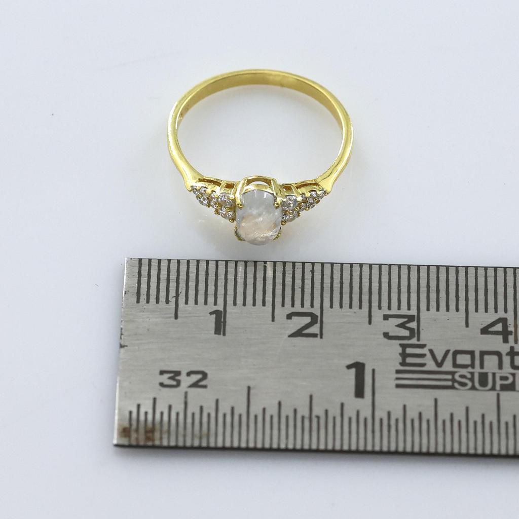 Gold Plated Moonstone Ring, Birthstone Jewelry, 925 Sterling Silver, Gift For Her, Delicate Women Jewelry, Gold Plated Ring