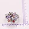 Ring Fashion 925 Silver Color Jewelry Colourful Cubic Zirconia Flower Design Cute Style Women Girls Party Engagement