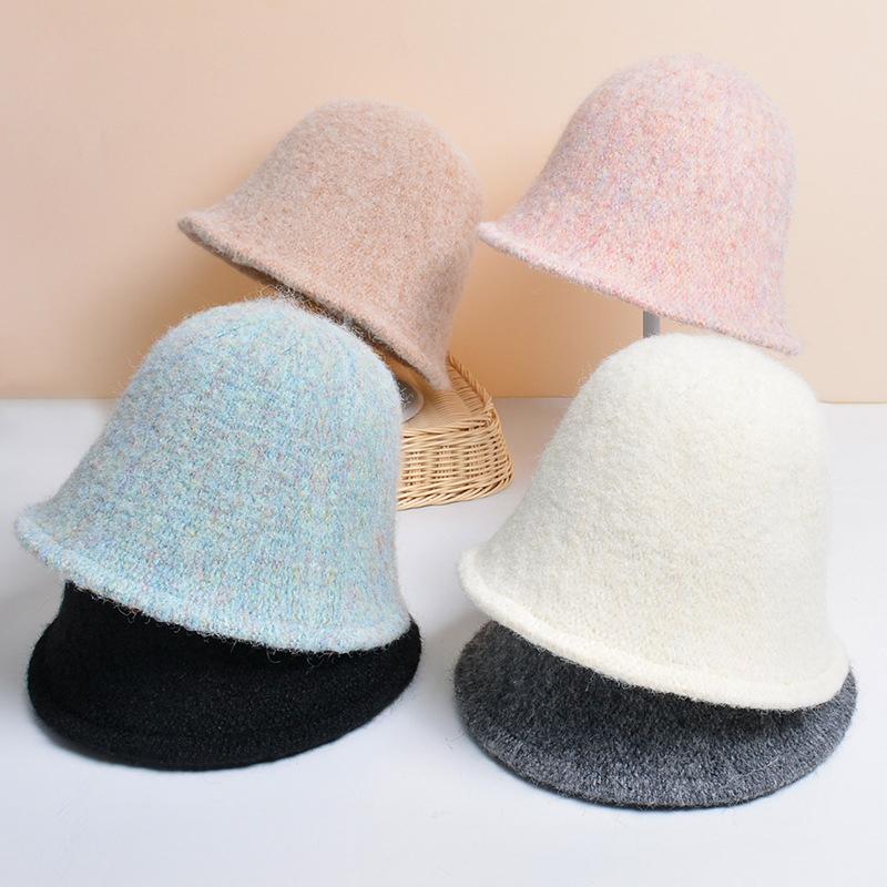 

Осенне-зимняя рыбацкая шляпа, вязаная шляпа-ведро, женская шляпа-ведро