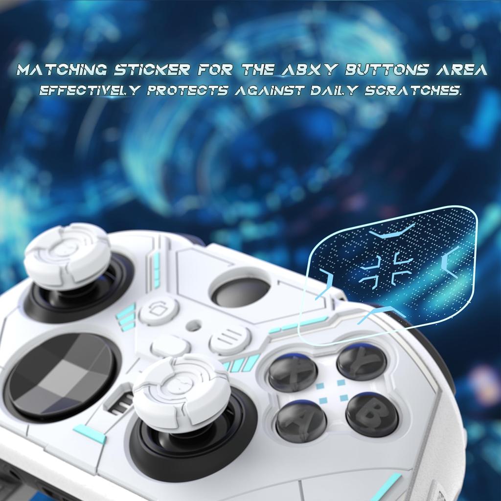 PlayVital Stellar Mecha Silicone Protective Cover for Xbox Elite Series Grip Protector with 2 Thumb Grip Caps and Mechanical White 2, Non-Slip