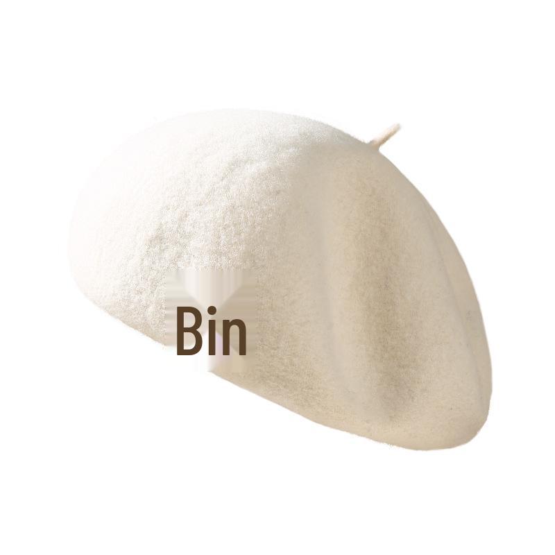 Elegant Large Pure Wool Beret for Women - Retro Autumn/Winter Painter Hat with Warmth and Slimming Effect
