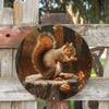 Squirrel Metal Wall Art Circular Sign Rust Resistant Home Decor Halloween Decor