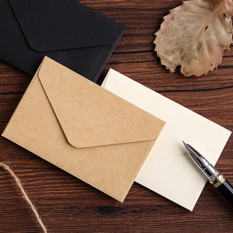 20Pcs Vintage Envelopes 4x2.76Inch Small Folding Envelopes Invitation Envelope For Wedding Valentines Card And Mailing