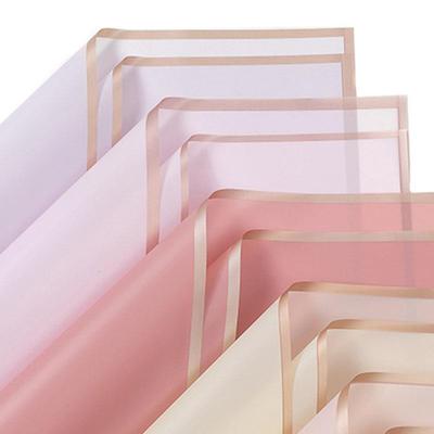5 pz/Confezione Carta da Imballaggio Fiori Bordo Dorato Rosa Stile Coreano Semitrasparente Imballaggio Regalo Materiale da Imballaggio Bouquet Fiorista