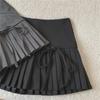 Gray High-Waist Pleated Lace A-Line Skirt - 2024 Design, Slim Fit, Short Length