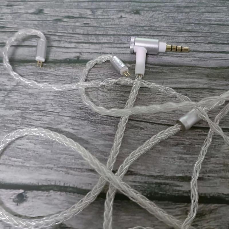 Universal 3.5mm Silver Plated Braided Earphone Cable Wire Double 0.78mm Pin Design for TF10 Stable Connection 1.1m