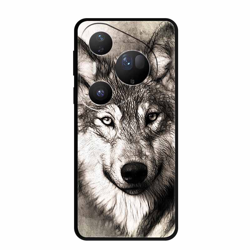 For Huawei Pura 80 Ultra 5G Case Wolf Tiger Lion Cat Black Silicone Soft Phone Case For Huawei Pura80 Ultra Back Cover Case Para