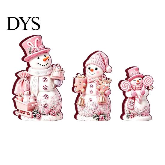 Rustic Holiday Ornaments 3PCS Christmas Snowman Wooden Ornaments, Decorative Cute Festive Figures, Tree Decorations High-definition Printing