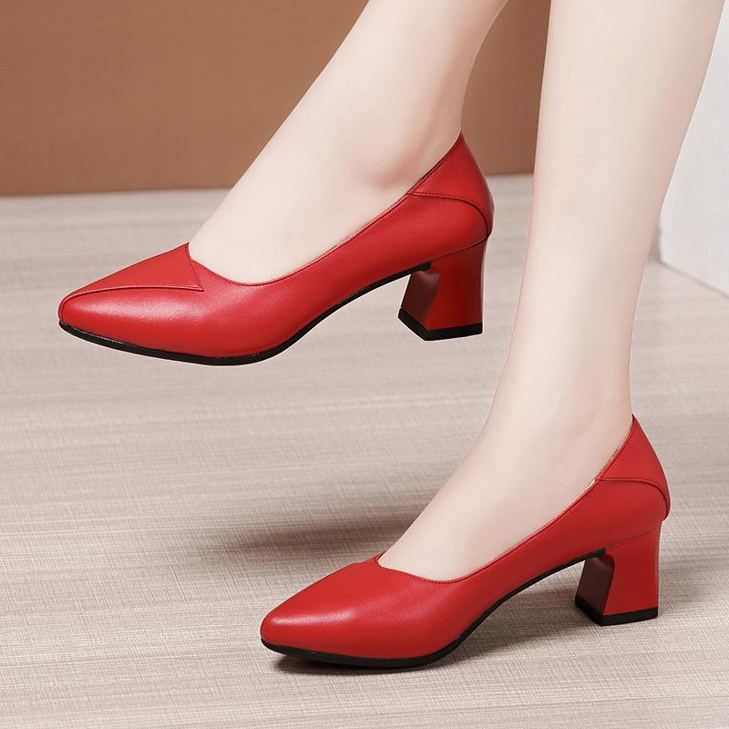 Dámské boty na vysokém podpatku 5,5 cm Kožené špičaté lodičky Módní pohodlné pracovní boty Dámské svatební boty Zapato Mujer