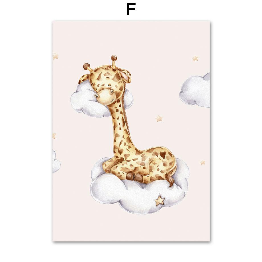 

Спящий Жираф Динозавр Банни Кролик Обезьяна Детская Стена Искусства Холст Картины Плакаты и Отпечатки Настенные Панно Декор Детской Комнаты 21X30cm No Framed