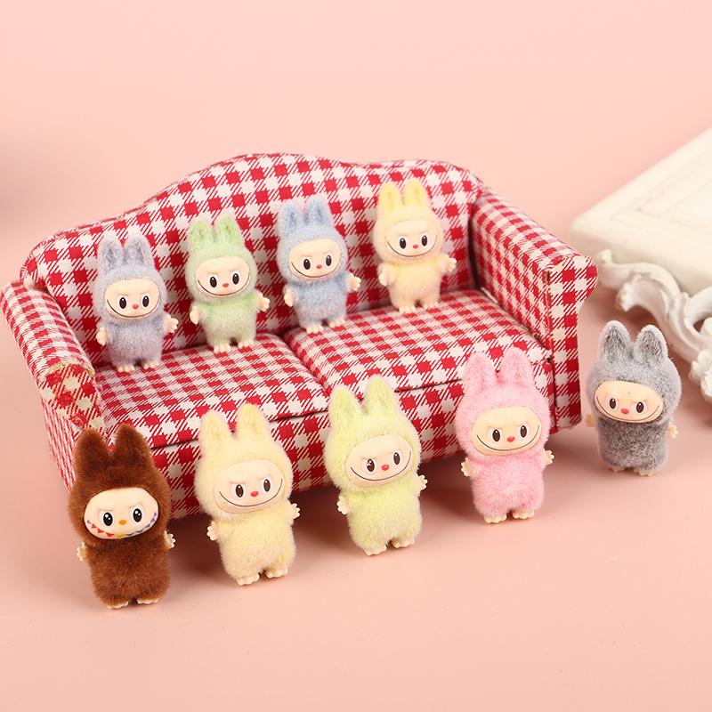 1Pc Kawaii Toys Gift Cartoon Labubu Standing Posture Series Mini Flocking Exquisite Cute Doll Diy Pendant Accessories Decoration