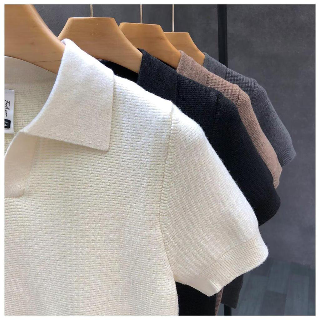 Men's High-Quality Solid Color Polo Shirt: Short Sleeve, Breathable, Casual Lapel Top for Spring, Summer, and Autumn.