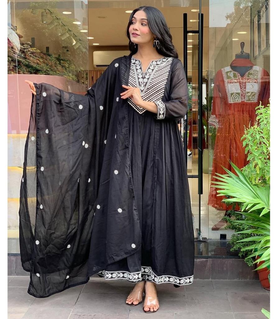 Women Cotton Anarkali Salwar Kameez Set Bollywood Party Wear Designer Top Tunic Kurti