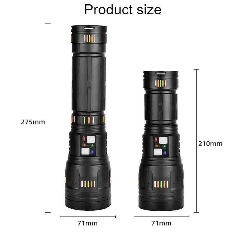 Ultra Powerful 100W LED Flashlight Super Bright Long Range Lantern Zoom Emergency Torch Camping Lantern Power Display Function