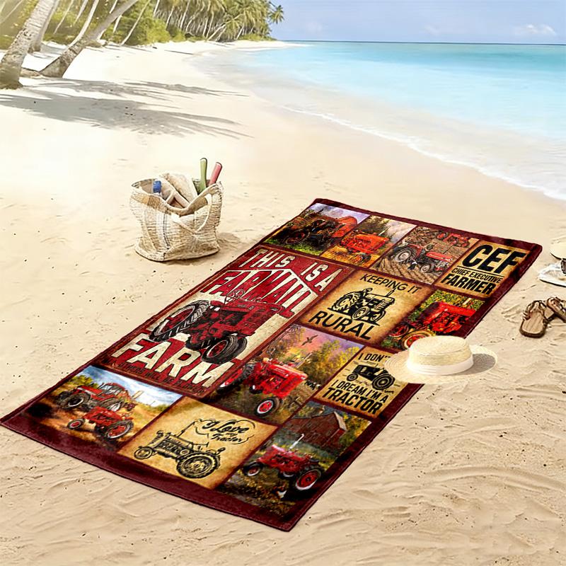 Tractor Truck Print Beach Towel, Large Soft Quick Dry Towel for Beach Camping Swimming