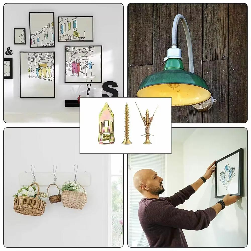 50/100 Pcs Self Drilling Drywall Anchors with Screws Expansion Nail Self-Tappe Screw Kit Heavy Duty Metal Wall Anchors