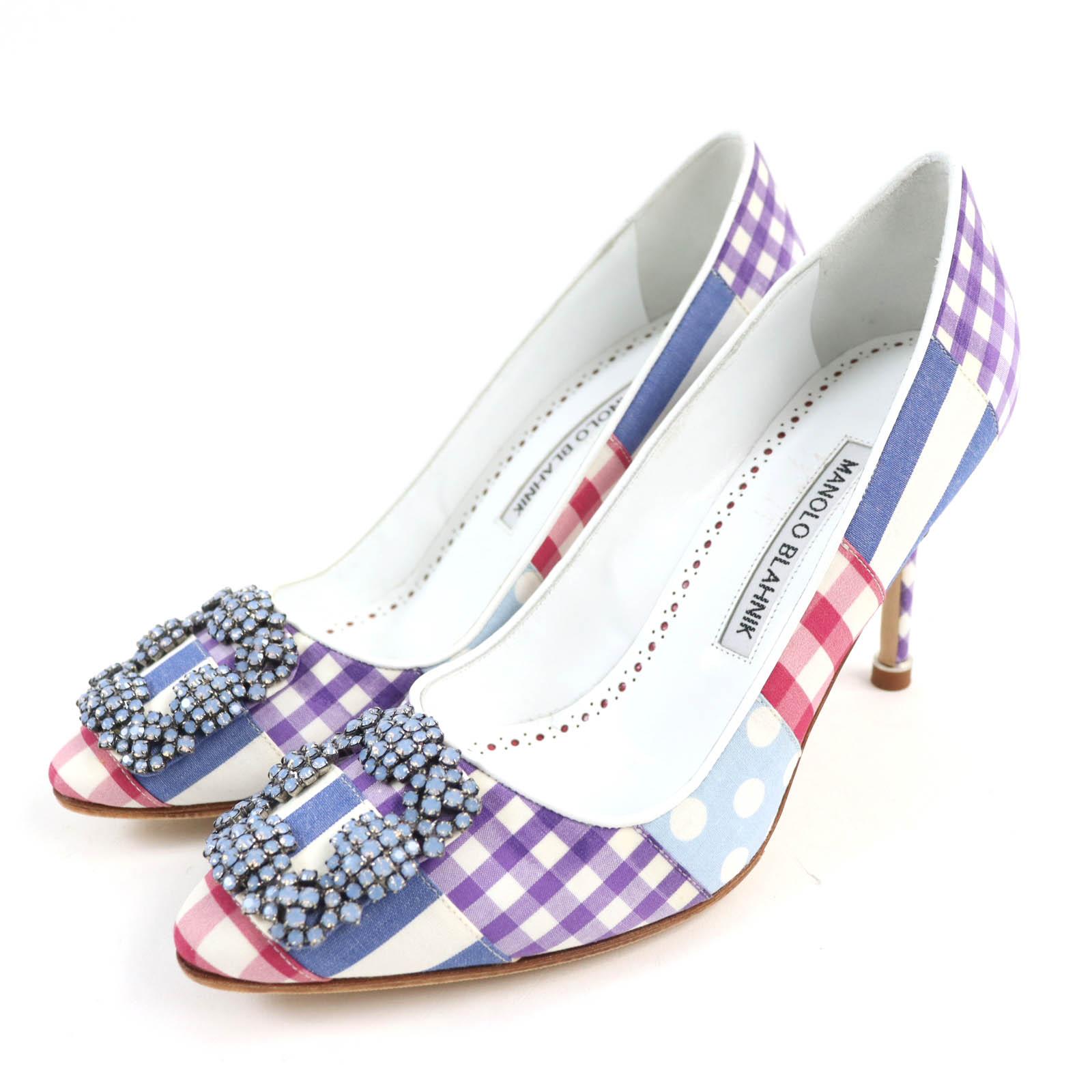

Great MANOLO BLAHNIK pumps Hangishi patchwork multicolor Women 35.5 Used