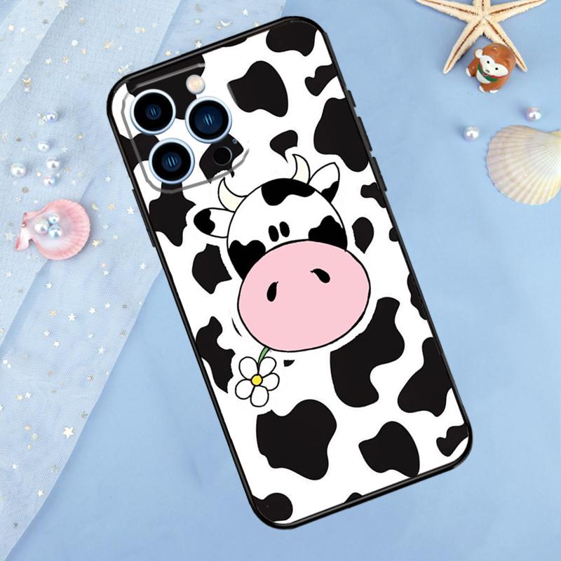 Cut Cow Case For iPhone 11 12 13 14 15 16 Pro Max Mini X XR XS Max 7 8 Plus Soft Back Cover