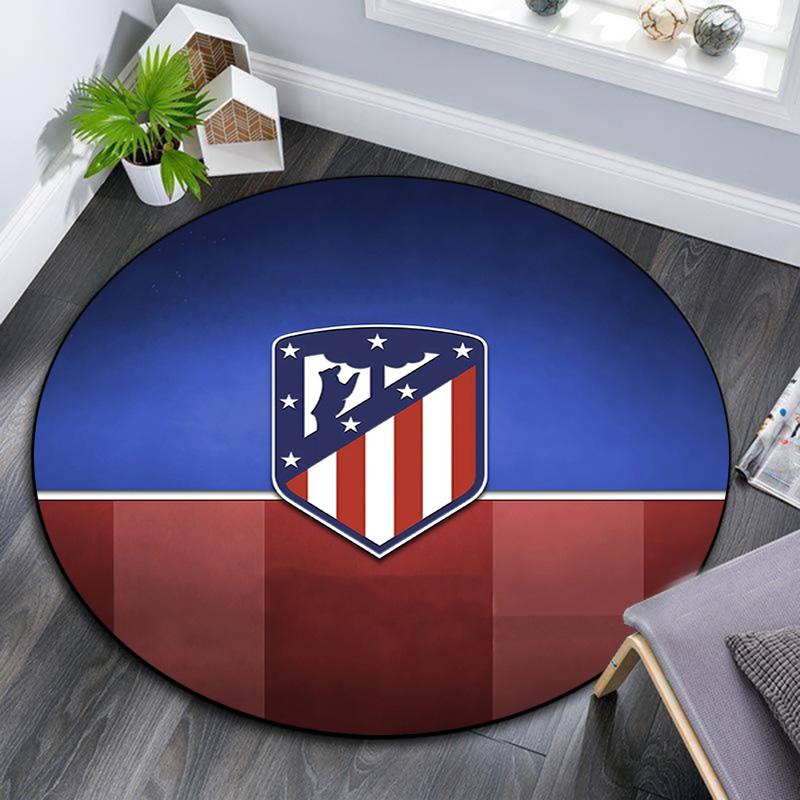 Club Atletico de Madrid2 Round Area Rug,Carpet Rug for Living Room Bedroom Sofa Playroom Decor,Non-slip Floor Mat
