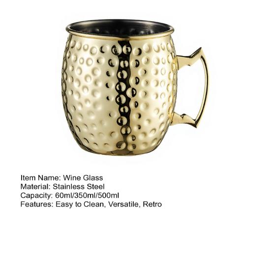 Hammered Copper Plated Moscow Mule Mug Stainless Steel Cocktail Cup with Double Wall Vacuum Insulation Metal Bar Glasses for Home