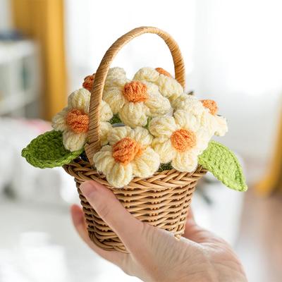 Sunflower Crochet Flower Hand-knitted Flower Pot Finished Crochet Flower Pot Home Decoration Wedding Decoration Friends Gift