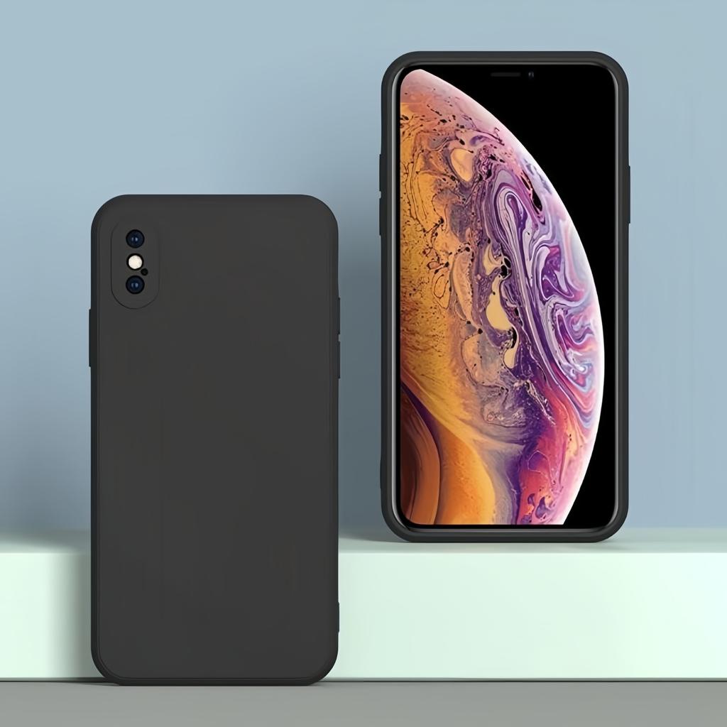 Moderne Einfarbige Stoßfeste Schutzhülle aus flüssigem Silikon für iPhone Xs Max / X / Xs