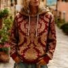 Spring Baroque Retro Style Print Women's Hoodies European American Style Hoodie Women's Casual Sweatshirt Women's Clothes Top Pullover