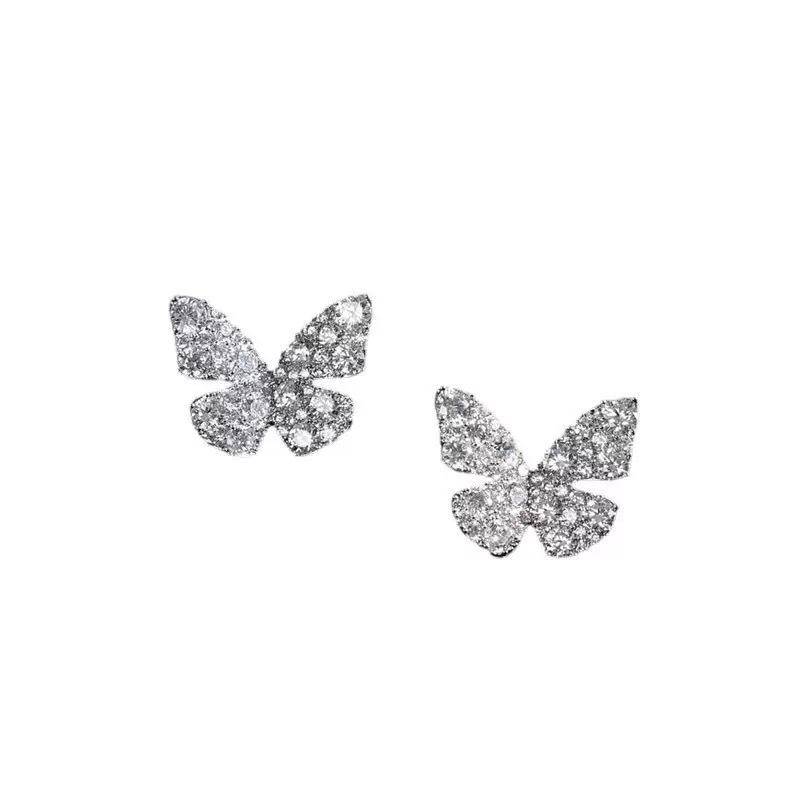 Elegant French Zirconia Butterfly Stud Earrings: Lightweight, Versatile, Luxury Accessory for Women