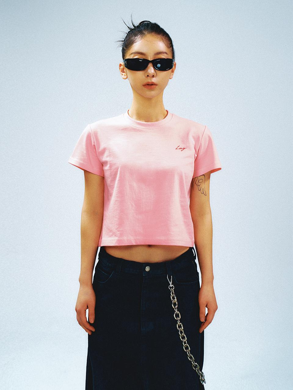 Yiiel Chain Crop T-Shirt Pink