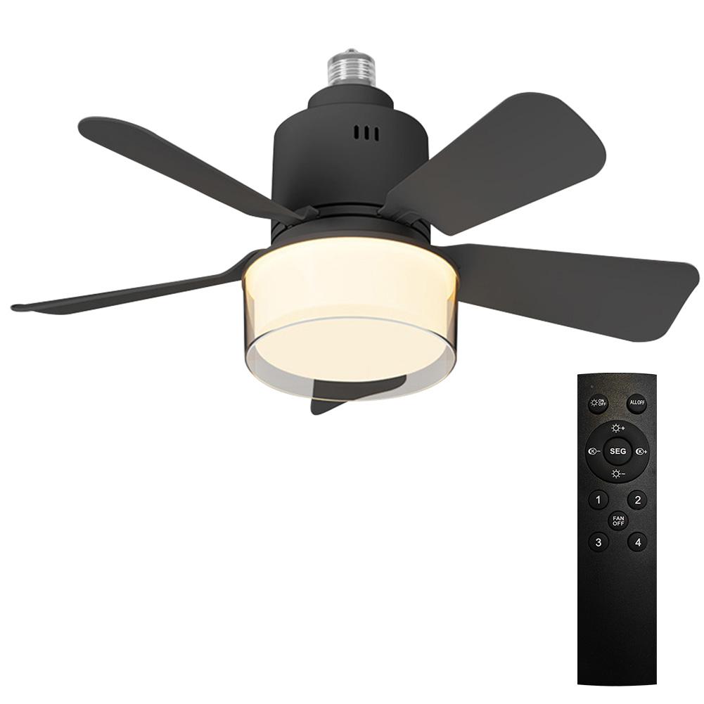 

Ceiling Fan Light Light Bulb Fan 5 Blades LED Light Fan Remote & APP Control Timing Wireless Fan with Lampshade for Dining Room Black