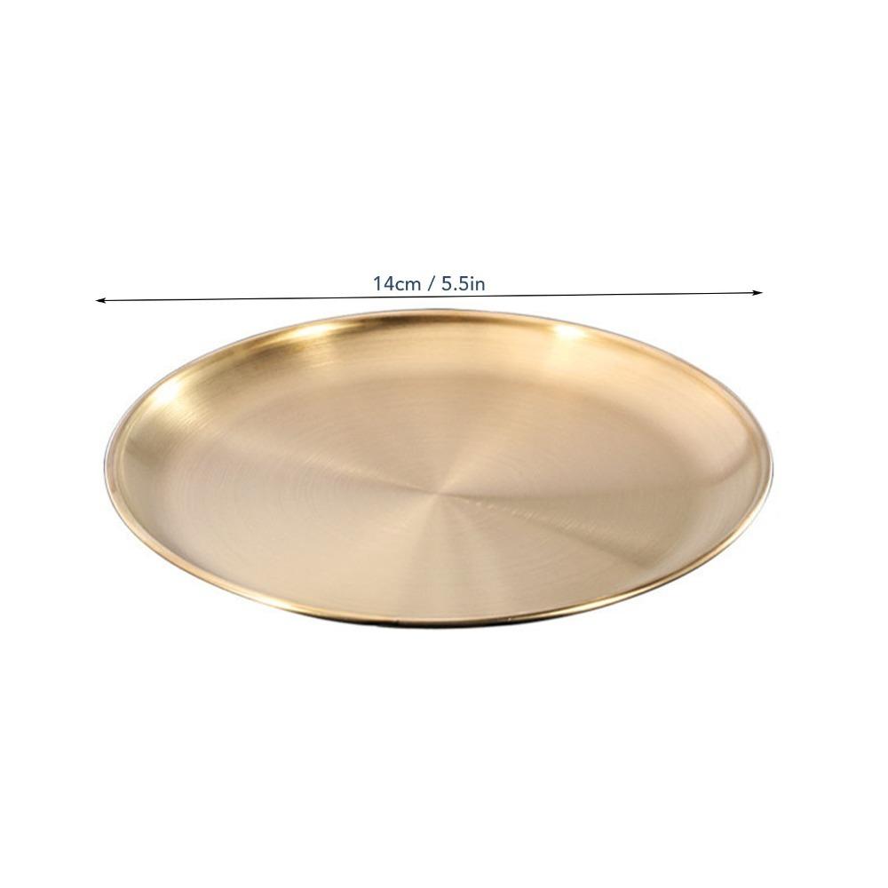 Rustless Steel Food Plate Mirror Polished Serving Dish Stackable Meal Plate Dining Meal Serving 14cm