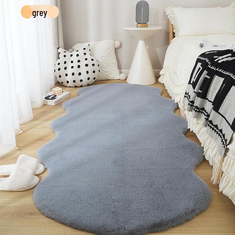 Thickened Plush Irregular Faux Rabbit Fur Rug for Bedroom, Living Room, Bay Window, or Bedside.