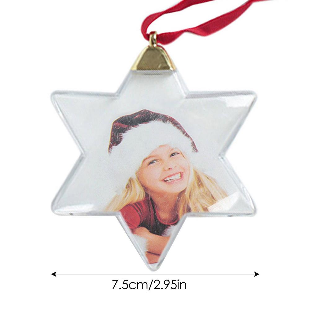 DIY Transparent Photo Frame Pendant Snowman Five-star Ball Xmas Tree Hanging Ornaments Festival Decorations Suprised Kids Gifts