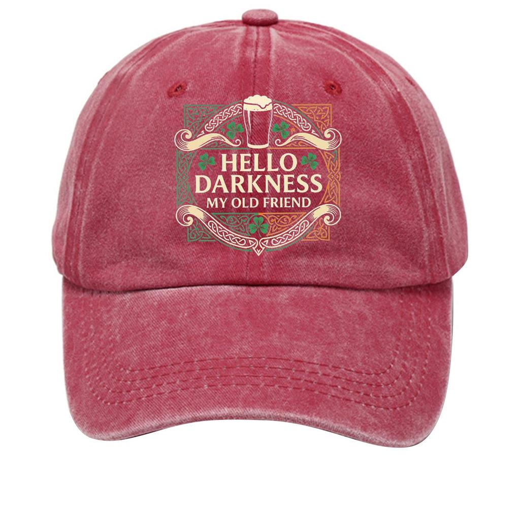 Washed cotton baseball cap with printed distressed soft top denim hat, vintage hat