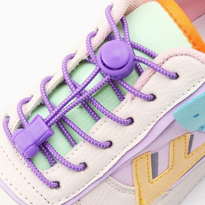 2 Pair round Elastic Shoelaces for Kids & Adults No-Tie Lock Shoelace Sneakers Quick-Lock Shoe Laces Accessory Pack