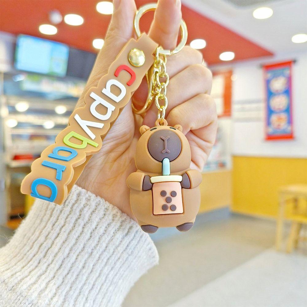 Car Ornament Cartoon Capybara Keychain Micro Landscape Desktop Ornament Keychain Pendant Doll  Gift