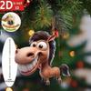 Funny Horse Acrylic Car Rearview Ornament 2D Flat Cartoon Prank Horse Automotive Interior Hanging Accessory for Tree Door Window Decor