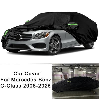 Outdoor Waterproof Full Car Covers for Mercedes Benz C-Class C250 2008-2025 for Snow Rain Dust Protection with Windproof Bands