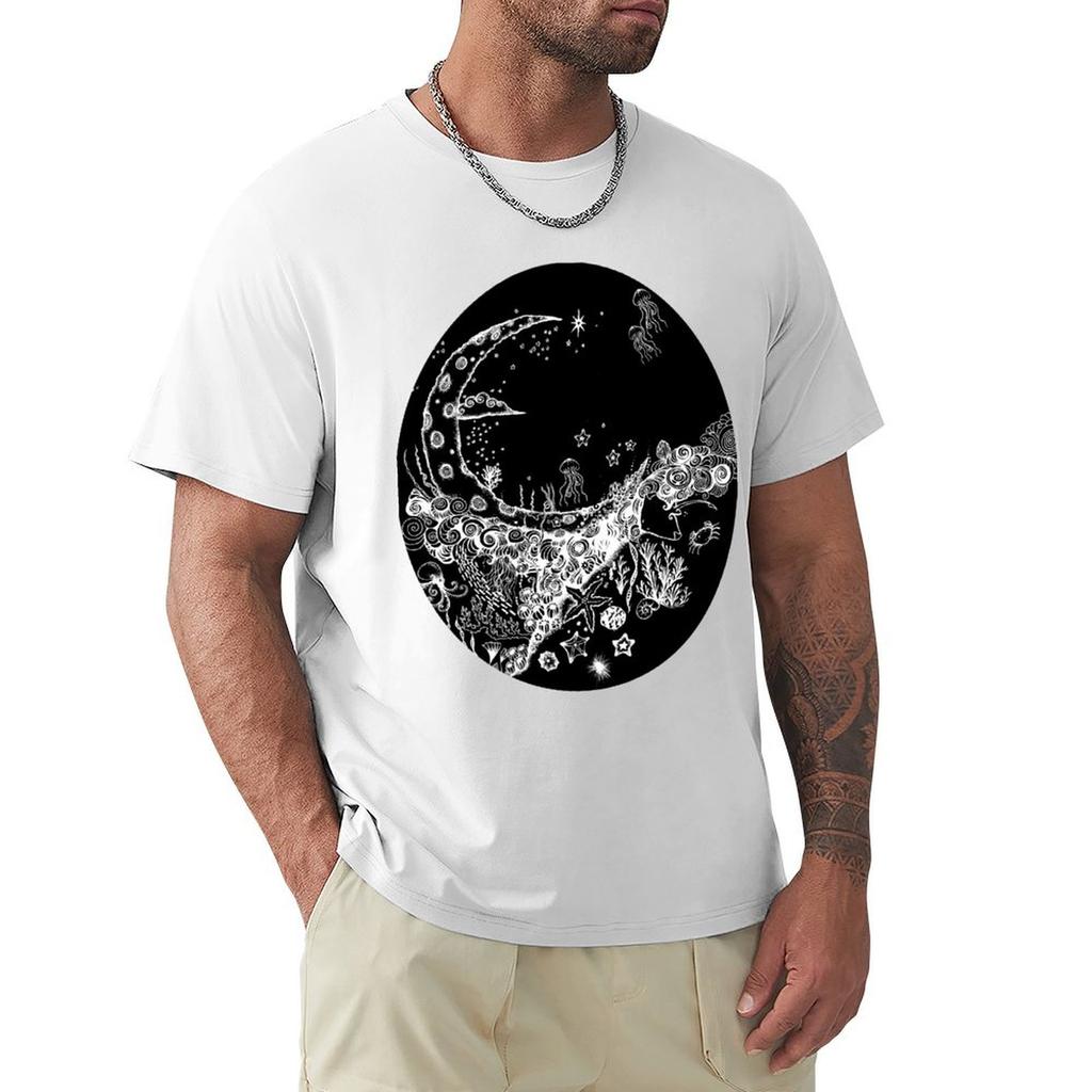 Moon Swallowed By Sea Tshirt Art Pattern Printed Casual Top