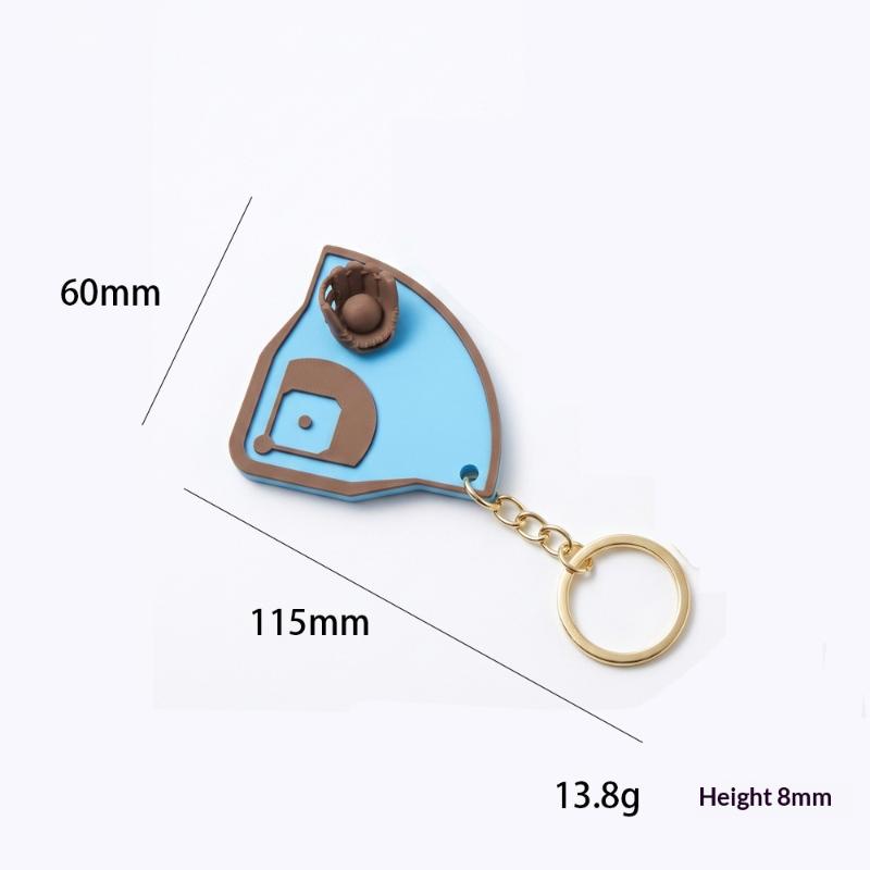Baseball Field Shaped Keychain With 3D Glove Ball Design Soft Durable For Baseball Fans Bag Decoration Hanging Keyring