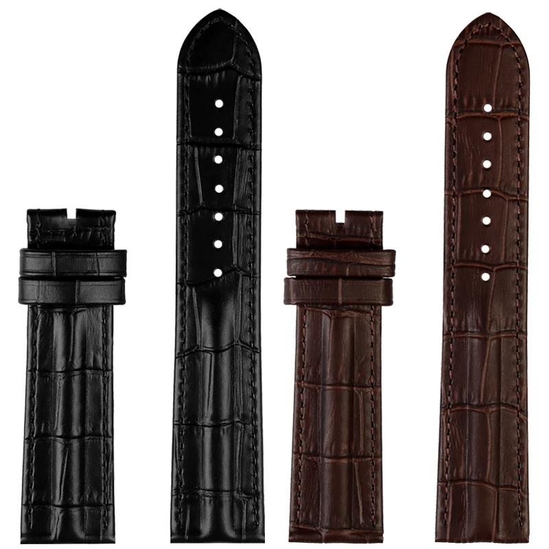 For Hamilton Genuine Leather WatchBand Khaki H7060573 Cowhide Bracelet Crocodile Skin Texture Strap 20mm 22mm Men's Black Brown