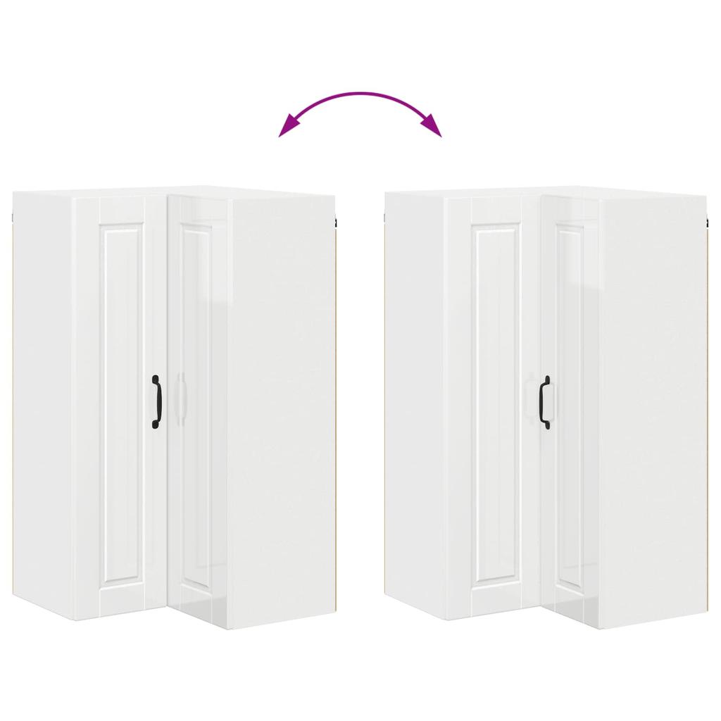 Wall Mounted Corner Cabinet PORTO High Gloss White 57 X 57 X 100 Cm