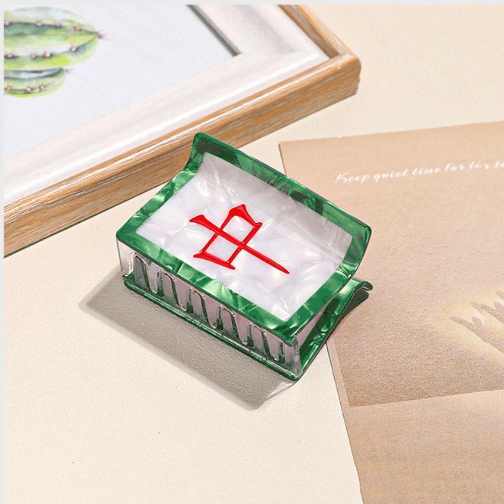 Geometric Square Hair Clip Cartoon Shark Clip Personalized Acetate Mahjong Hair Claw  Daily