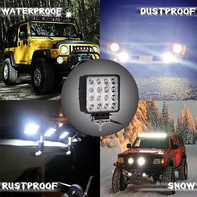 Luz de Trabalho Led 4 Polegadas 48W para Caminhão Offroad Trator Holofotes Quadrados 12V 24V