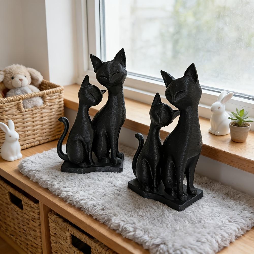 Rodinné sošky koček a dětí, Intimní interaktivní sochy koček, Roztomilé dekorace kočičího páru, Ideální dárky pro milovníky koček