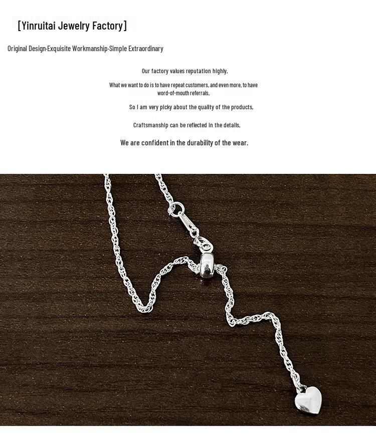 S925 Sterling Silver Harajuku Heart Chain Necklace - Chic Early Autumn Sweater Chain