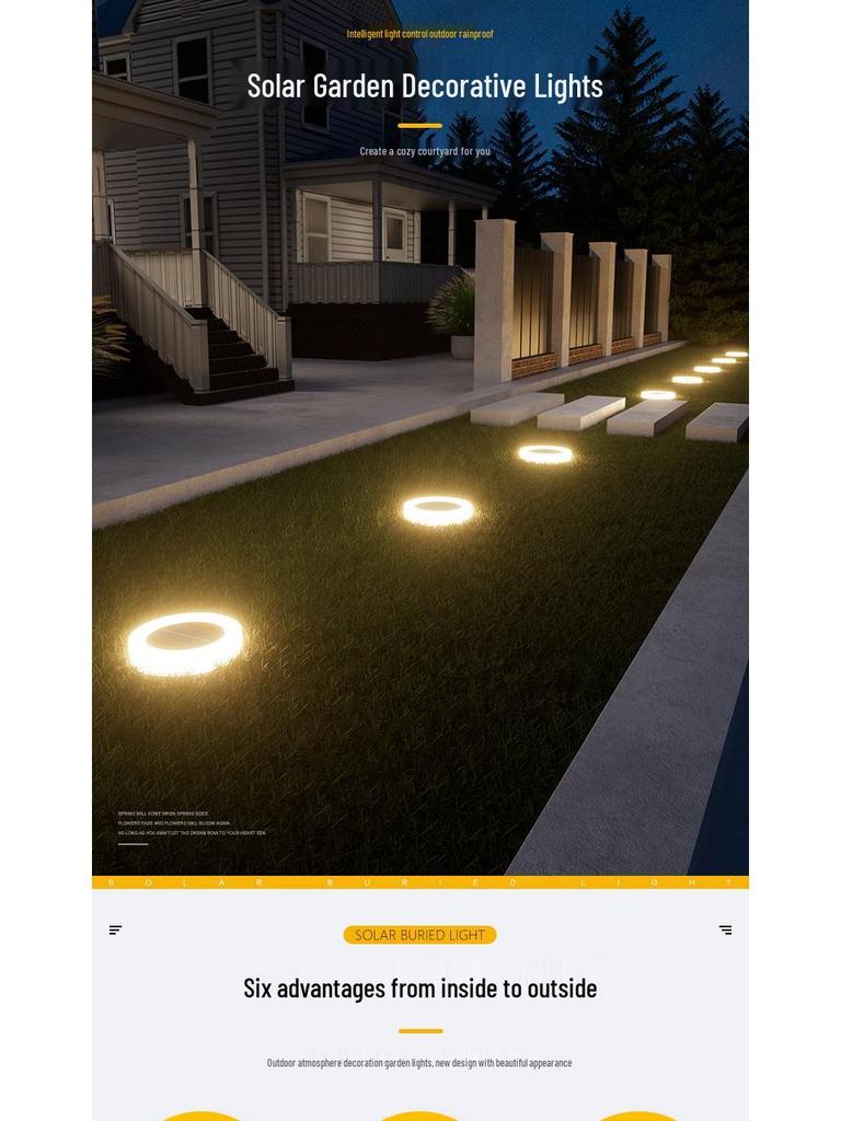 Solar LED Garden & Wall Lights for Outdoor Decoration, Dual-Use, Suitable for Villas, Courtyards, and Lawns